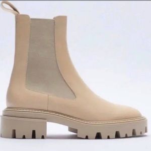 Zara beige lug sole boot